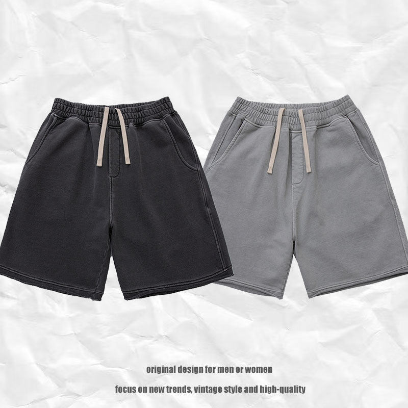 Men's Loose Shorts Pure Color Casual Five-Point Pants Trendy