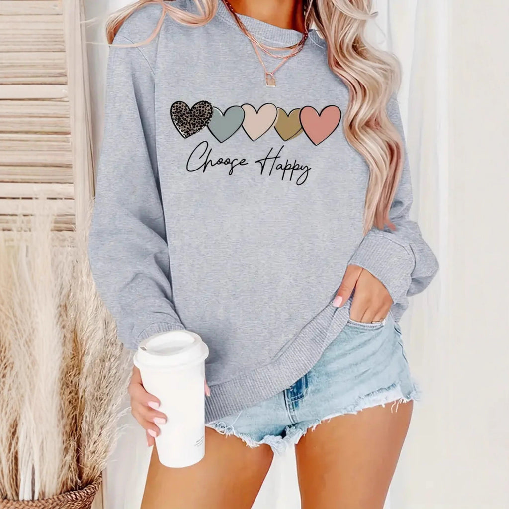 Sweatshirt with heart-shaped pattern print