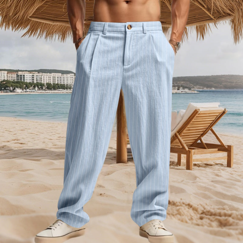 Striped straight leg pants high waisted pants