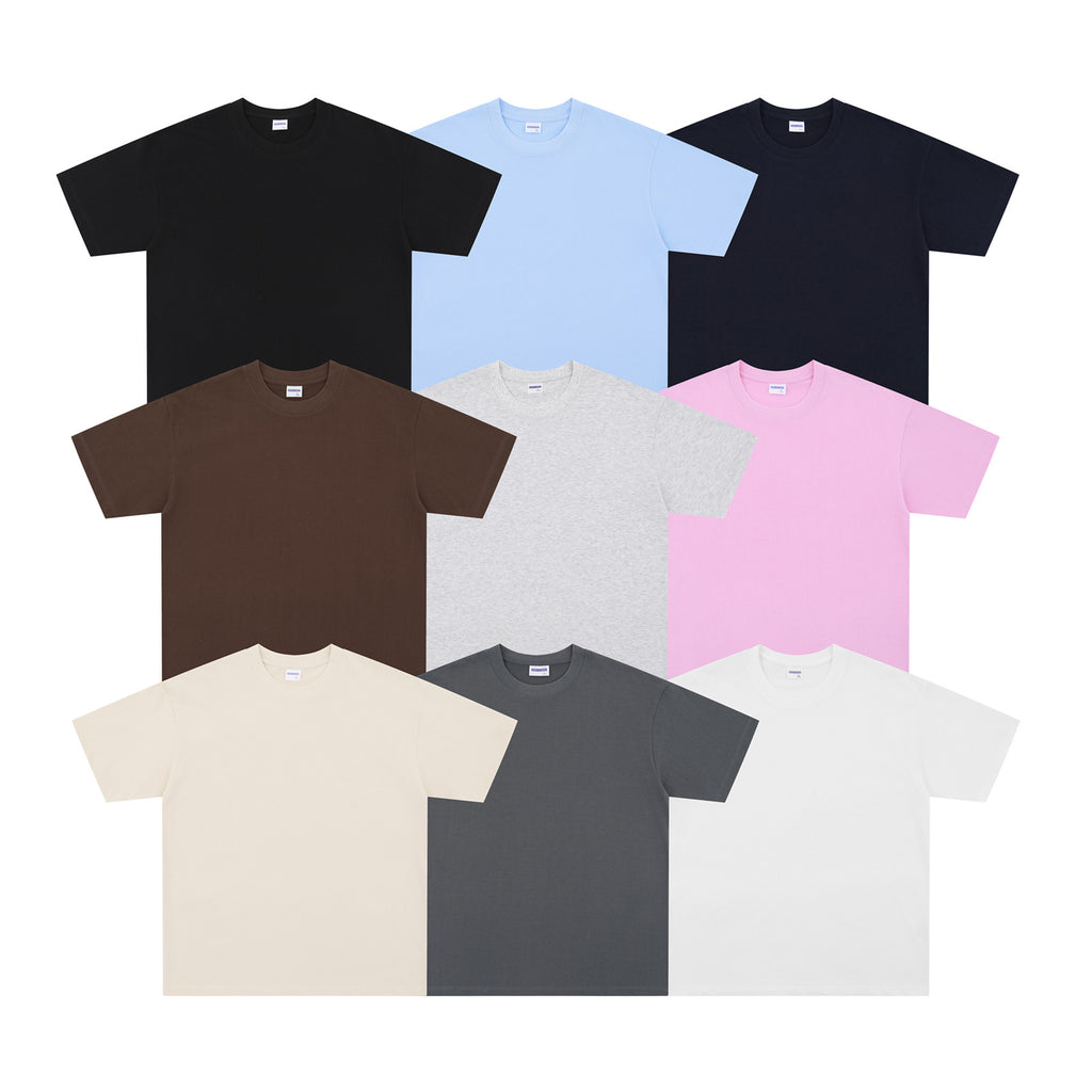 Retro Washed Solid Color Short Sleeve T-Shirt Unisex Loose Casual Top
