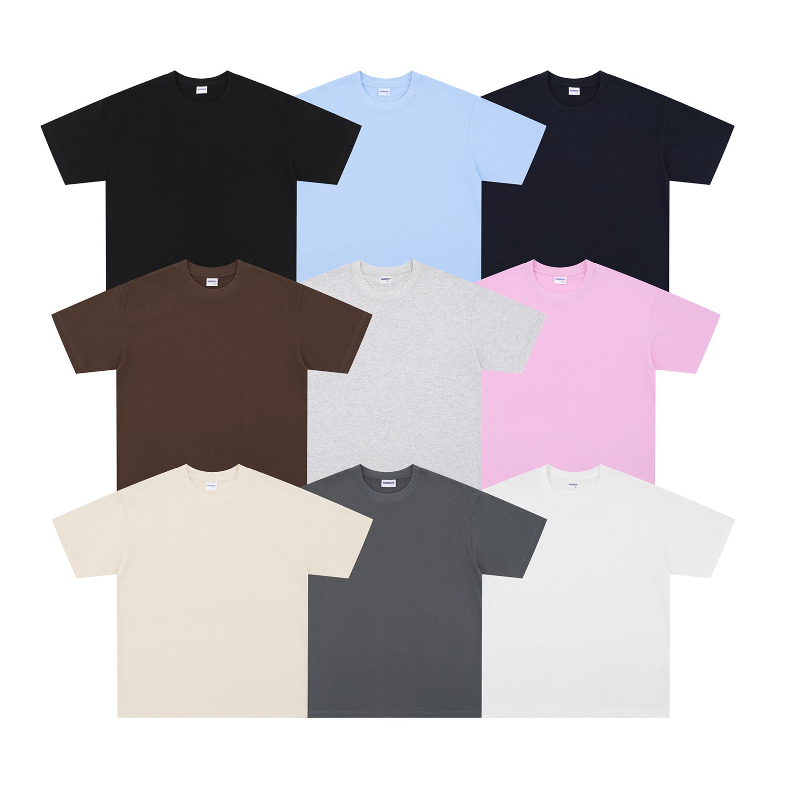 Retro Washed Solid Color Short Sleeve T-Shirt Unisex Loose Casual Top