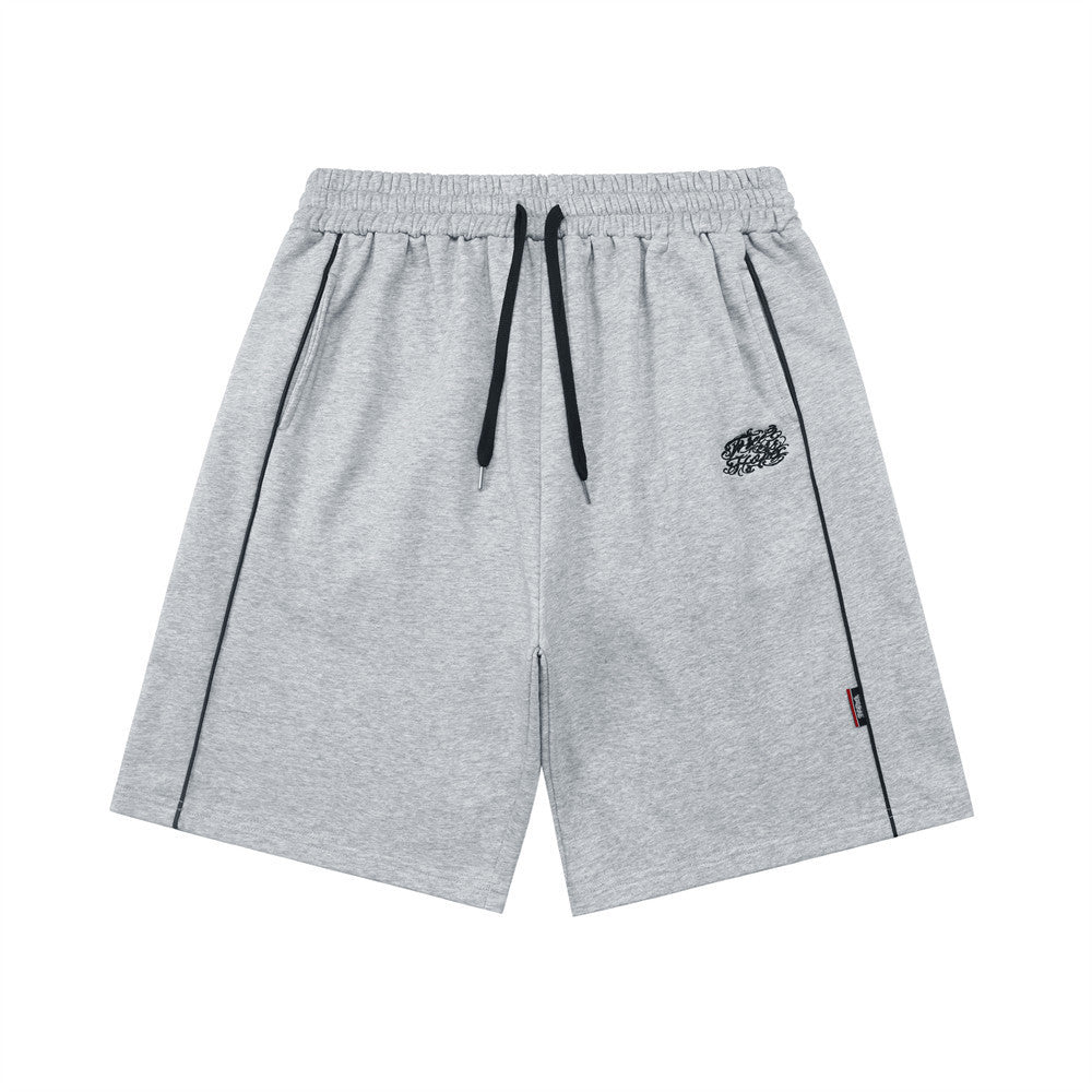 Loose Casual Sports Shorts Men's Summer Simple Versatile Drawstring Elastic Waist Five-Quarter Pants Vibe Trendy American Style