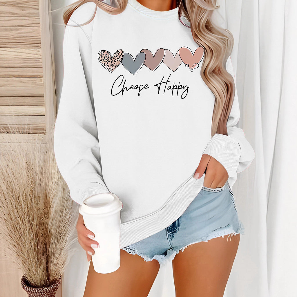Sweatshirt with heart-shaped pattern print