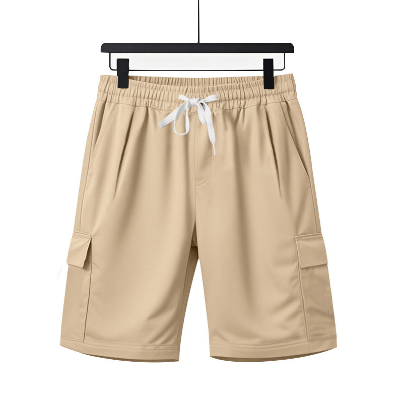 Loose workwear with multiple pockets and straight leg shorts for men