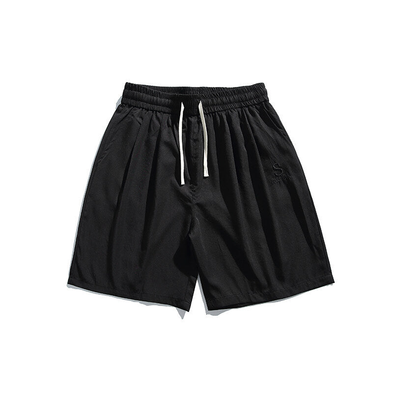 Casual shorts men's and women's solid color straight leg sports five quarter pants