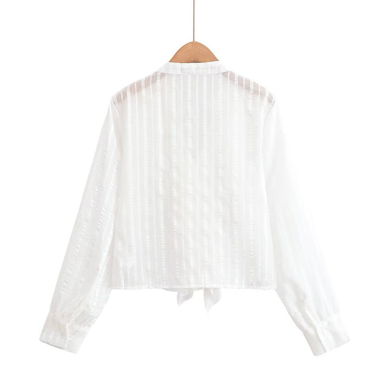 Elegant Style Women's Fashion Casual Versatile Loose Long Sleeve Ruffle Design Blouse