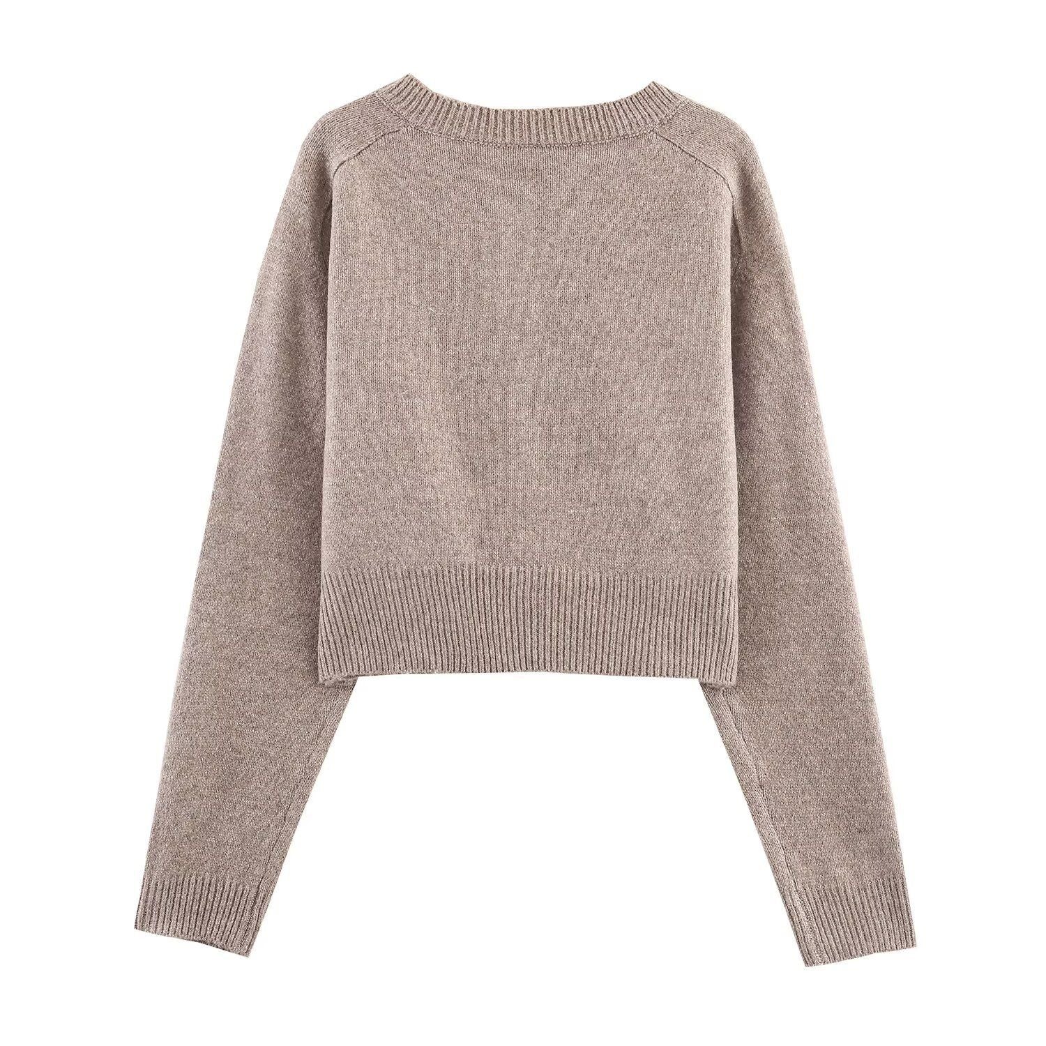 Solid color loose button knit cardigan for women