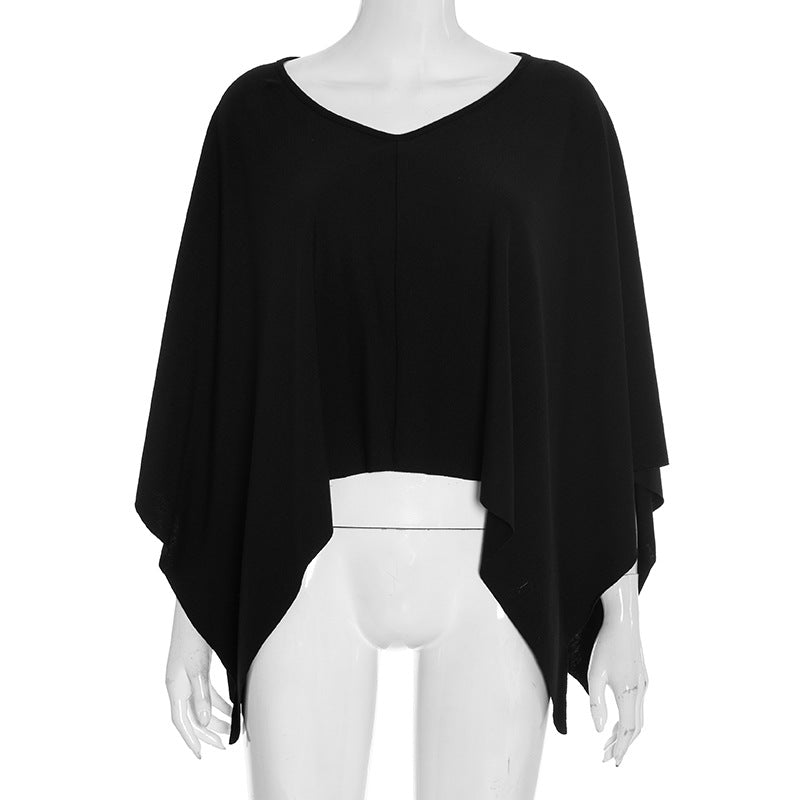 Crossbody Crop Top for Women Solid Color Irregular Hem