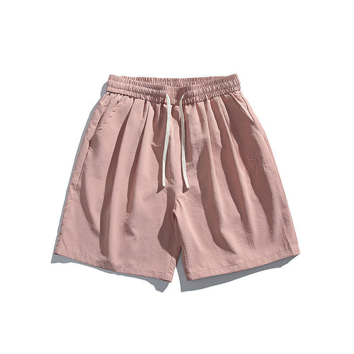 Casual shorts men's and women's solid color straight leg sports five quarter pants