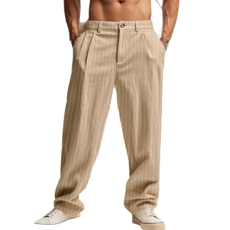 Striped straight leg pants high waisted pants