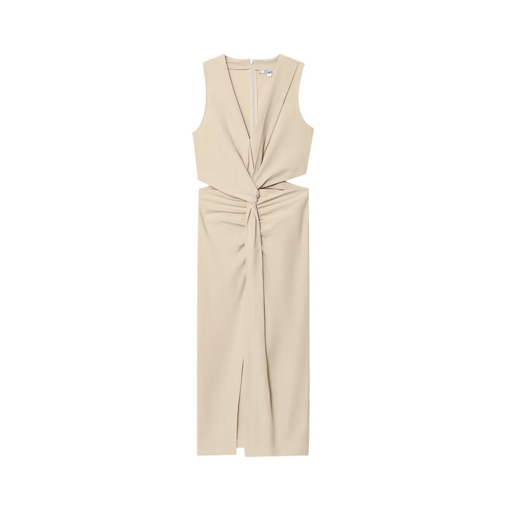 Sexy V-neck Sleeveless Slit Design Tied Midi Dress for Women