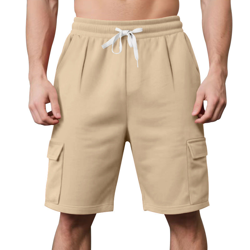 Loose workwear with multiple pockets and straight leg shorts for men