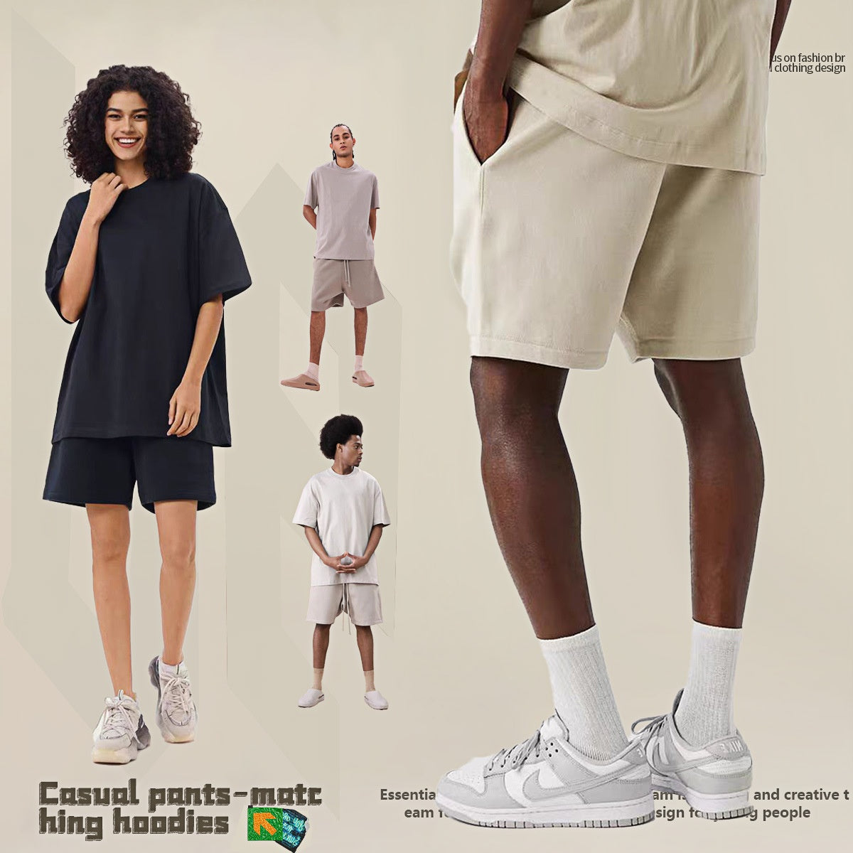 Color Series Basic Solid Color Short Pants Street Loose Trendy Five-Point Pants