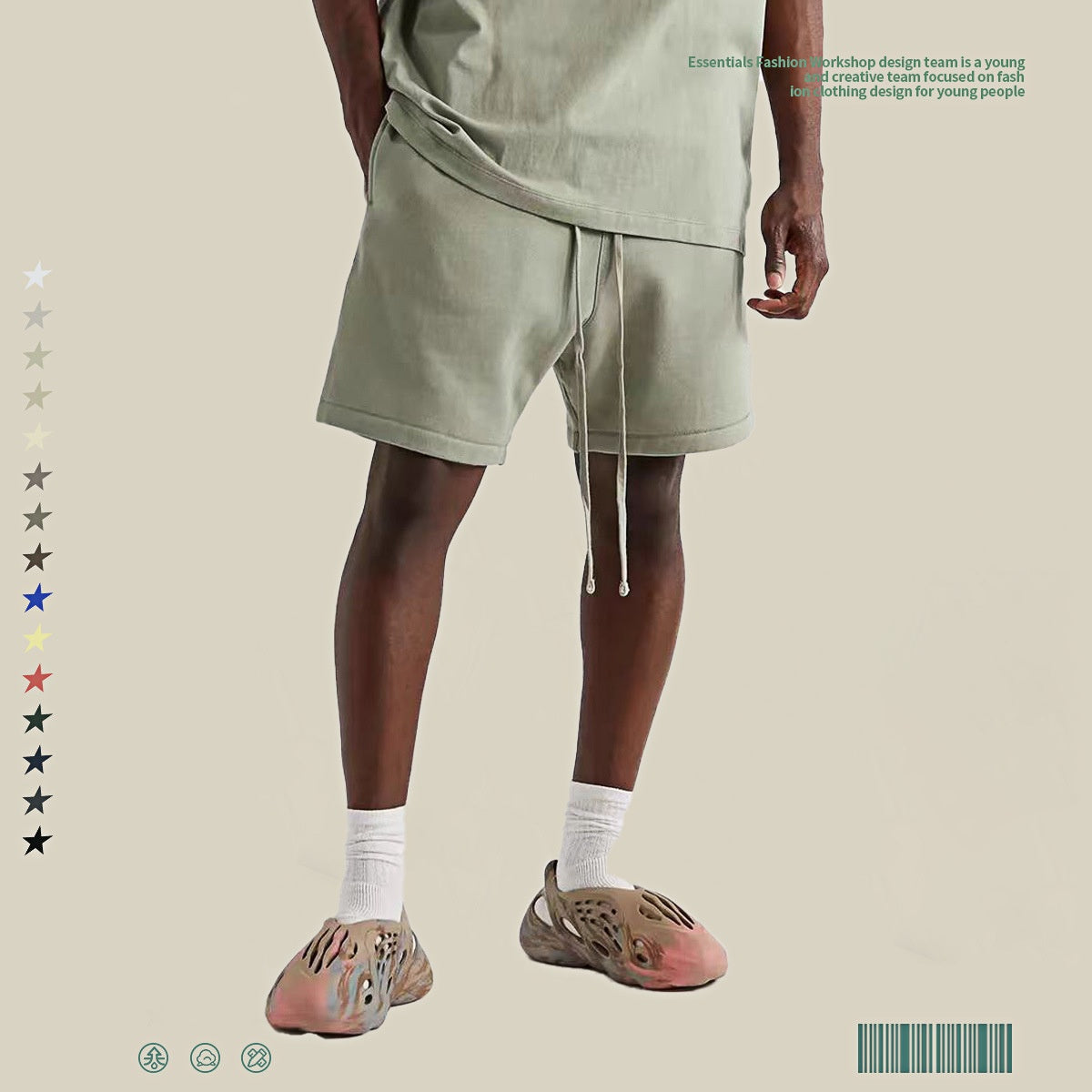 Color Series Basic Solid Color Short Pants Street Loose Trendy Five-Point Pants