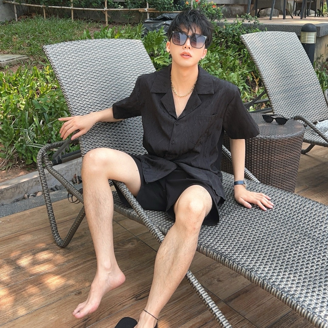 Summer design loose textured casual shirt with a textured texture