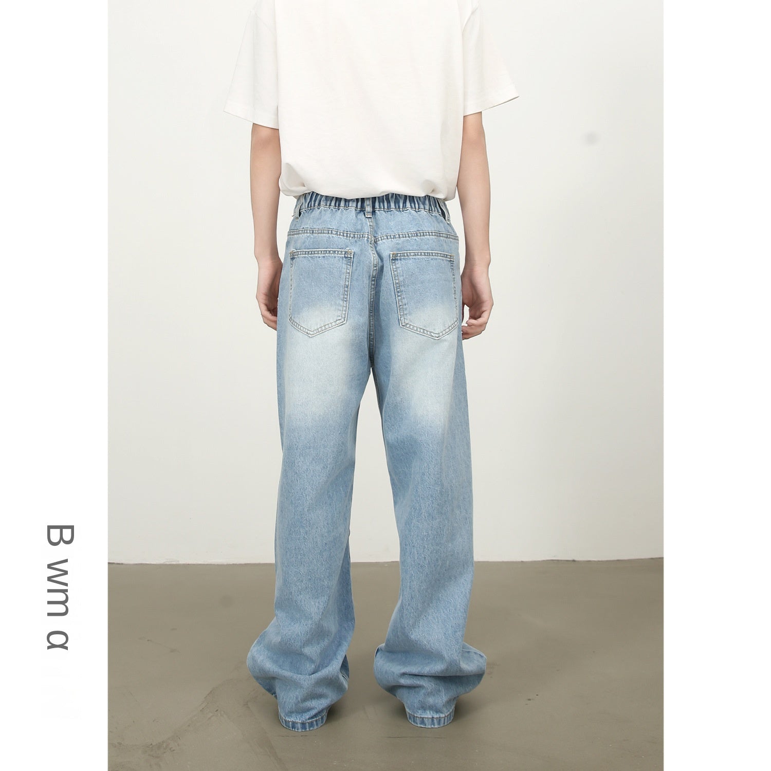 Nirben Denim | New American Basic Versatile Retro Washed Semi-Elastic Waist Loose Wide-Leg Jeans