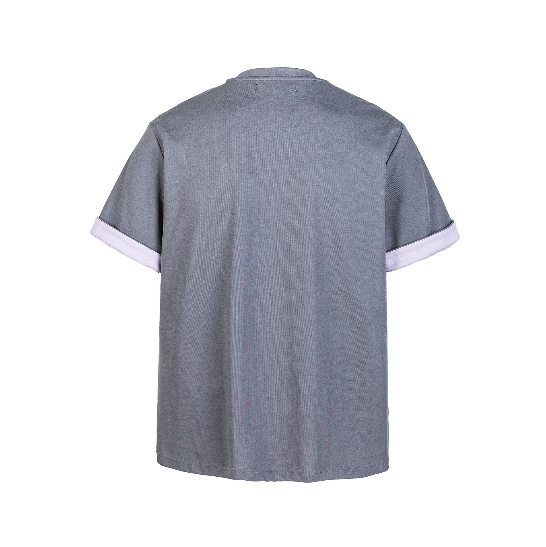 Color blocking rolled cuffs small collar loose short sleeves