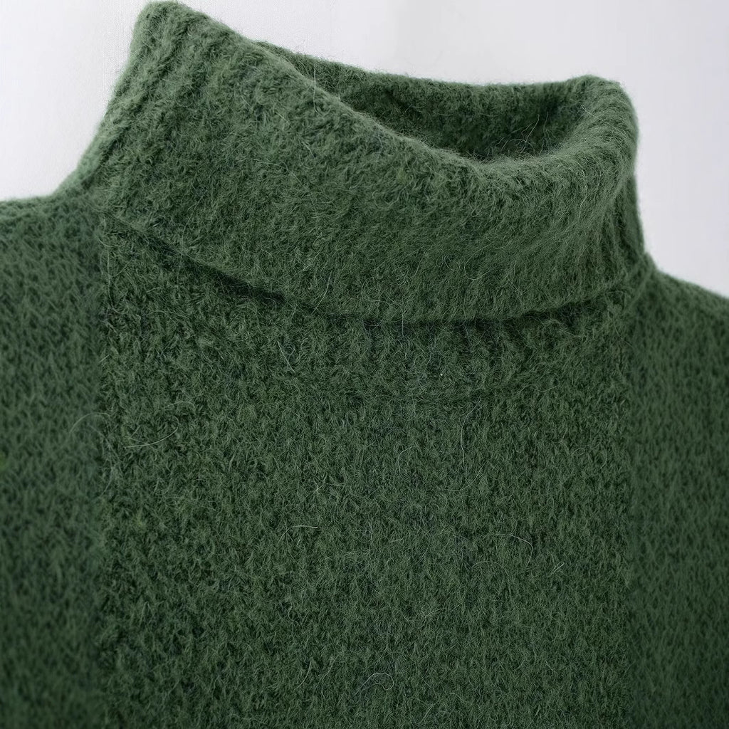 Collar long sleeved pullover knitted sweater for women