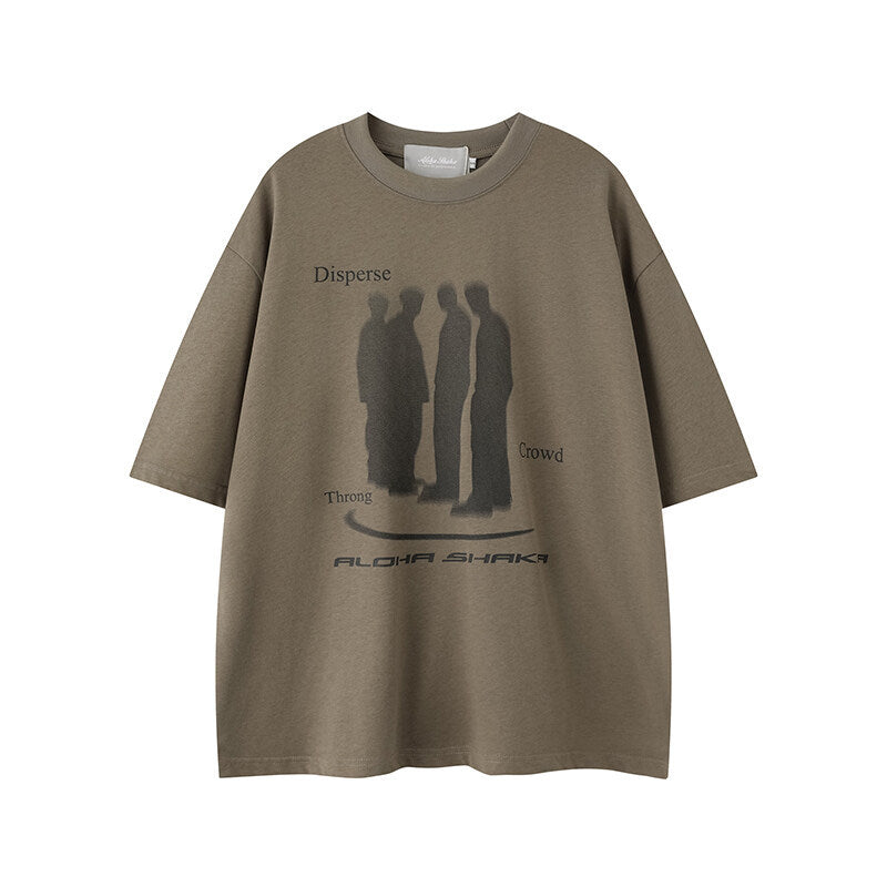 Character print round neck casual men's and women's loose short sleeves