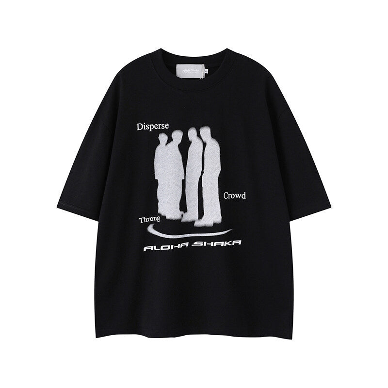 Character print round neck casual men's and women's loose short sleeves