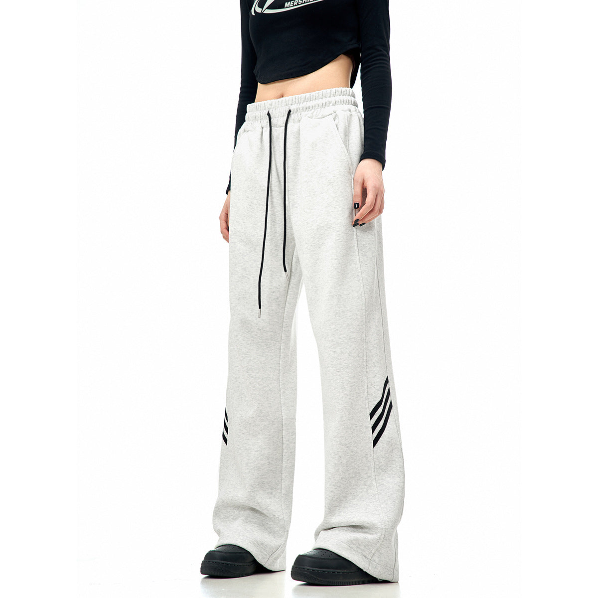 Long Pants for Men and Women Street Drawstring Dance Retro Drape Slim Straight Loose Trousers