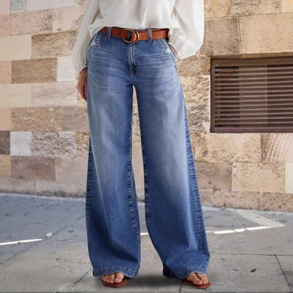Spring new long straight leg high waisted casual pants for women