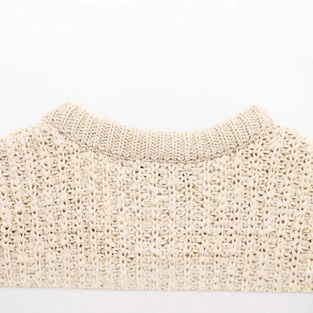 Fashionable transparent stiff yarn bow decoration knitted jacket