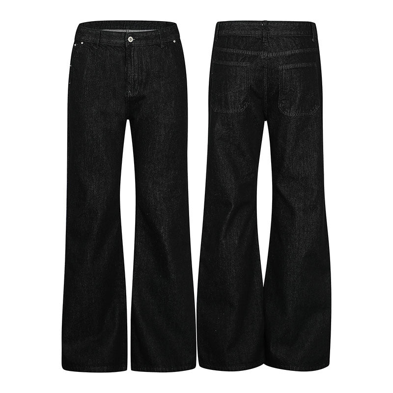 American Retro Simple Straight Jeans for Men and Women, Basic Loose Wide-leg Cleanfit Pants