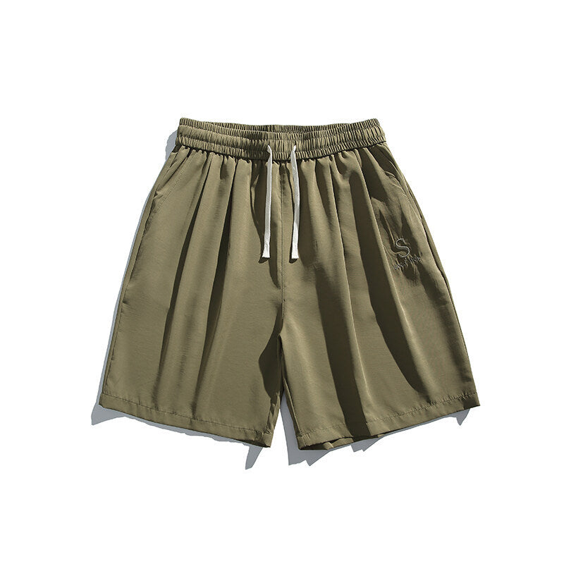 Casual shorts men's and women's solid color straight leg sports five quarter pants