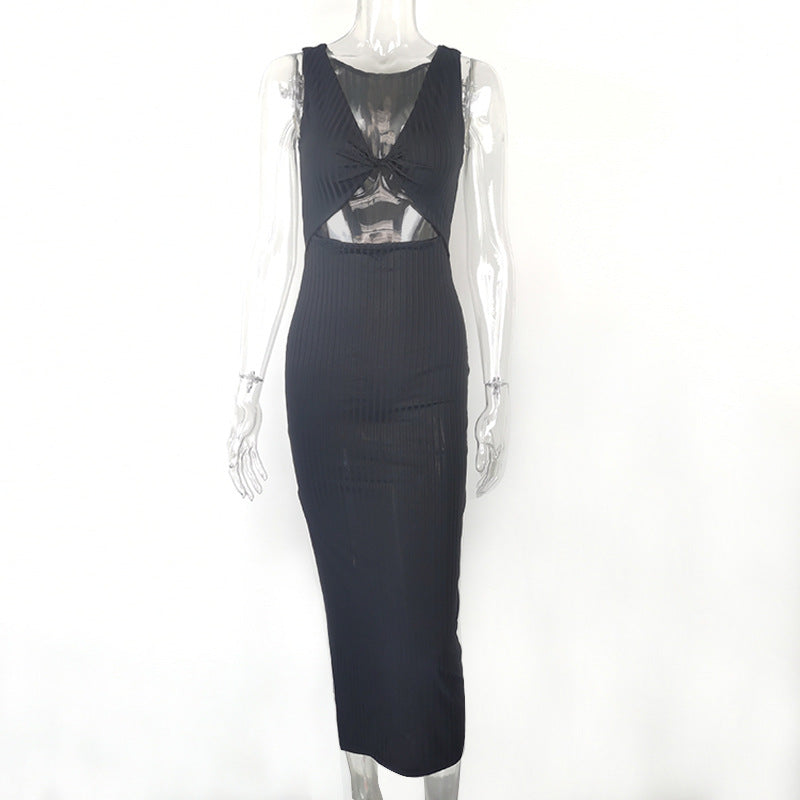 Women's sexy twisted slit slim fit dress