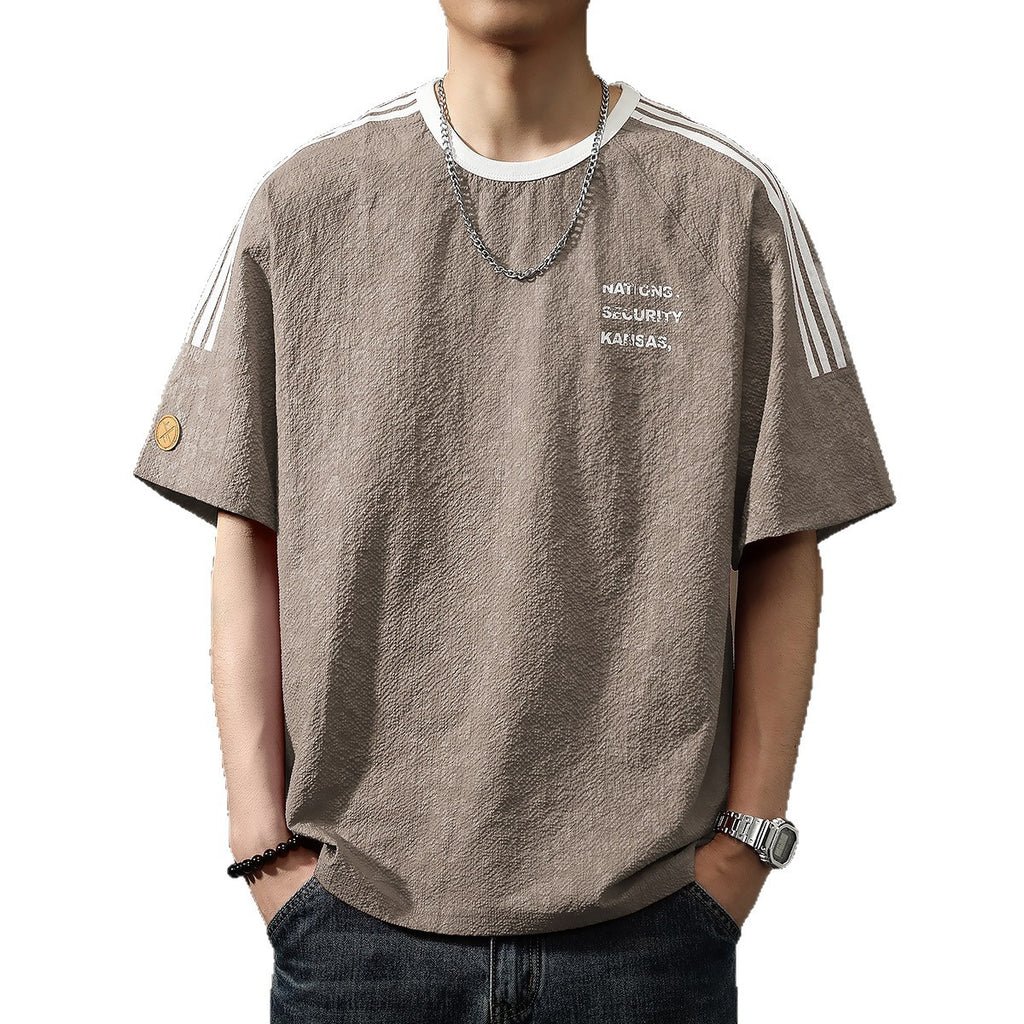 Summer quick drying simple half sleeved sporty loose letter printed round neck top