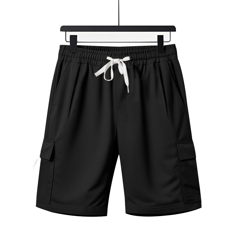 Loose workwear with multiple pockets and straight leg shorts for men