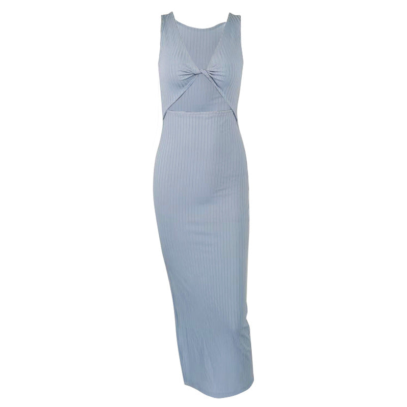 Women's sexy twisted slit slim fit dress