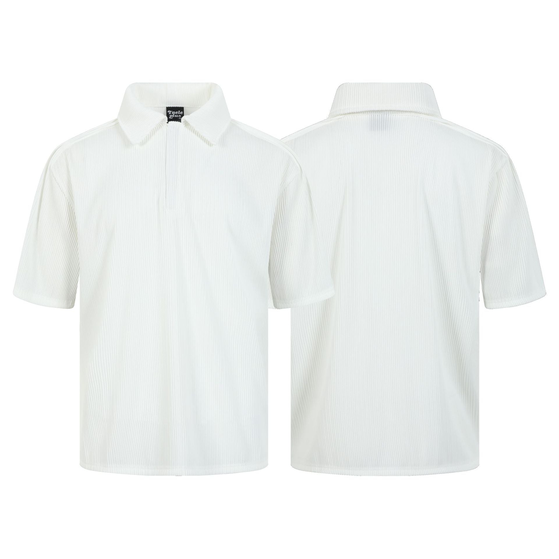 Simple solid color texture vertical stripe short sleeved polo shirt men's top