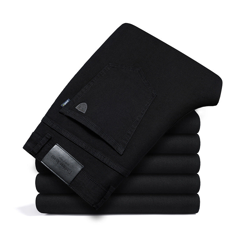 Thick and fluffy men's autumn and winter loose straight leg jeans