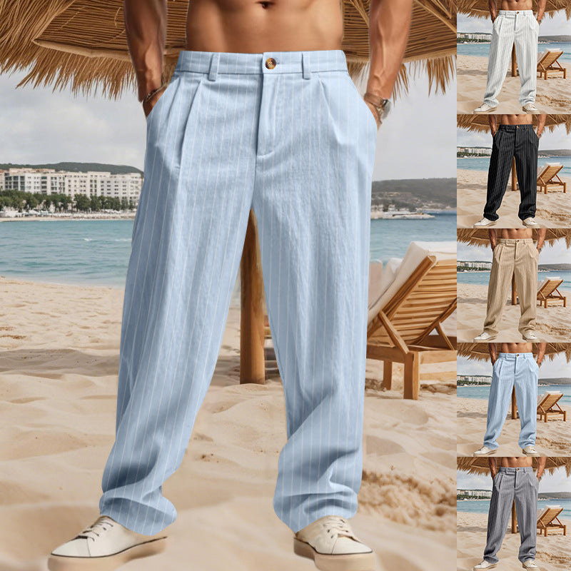 Striped straight leg pants high waisted pants
