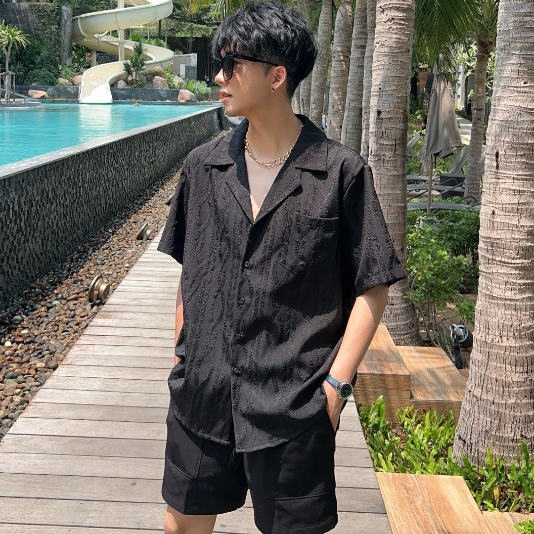 Summer design loose textured casual shirt with a textured texture