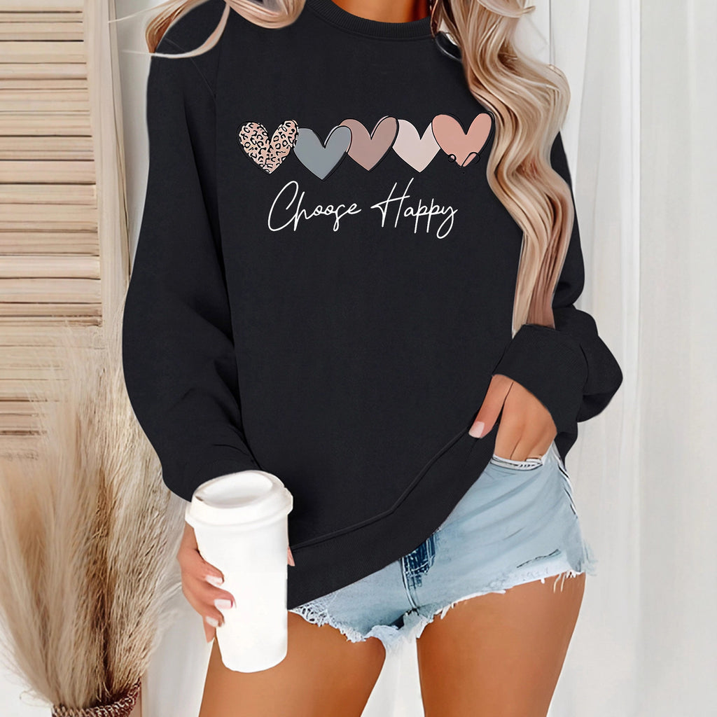 Sweatshirt with heart-shaped pattern print