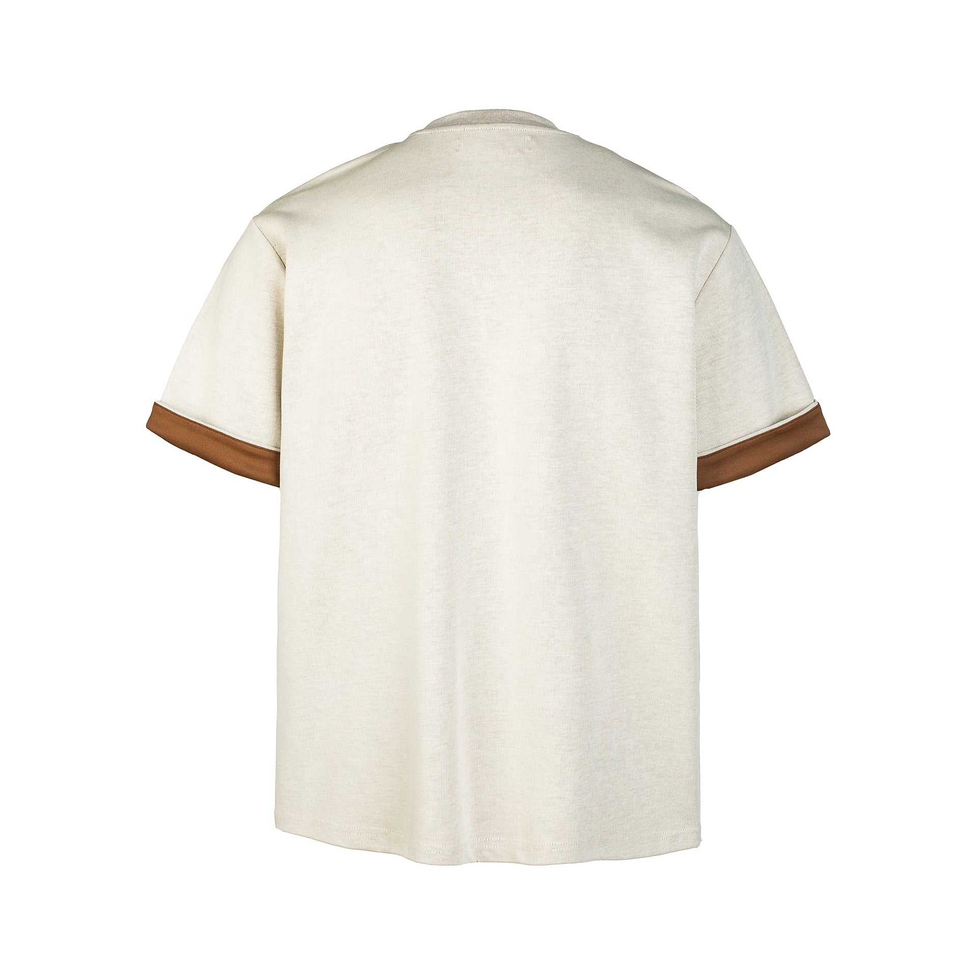 Color blocking rolled cuffs small collar loose short sleeves