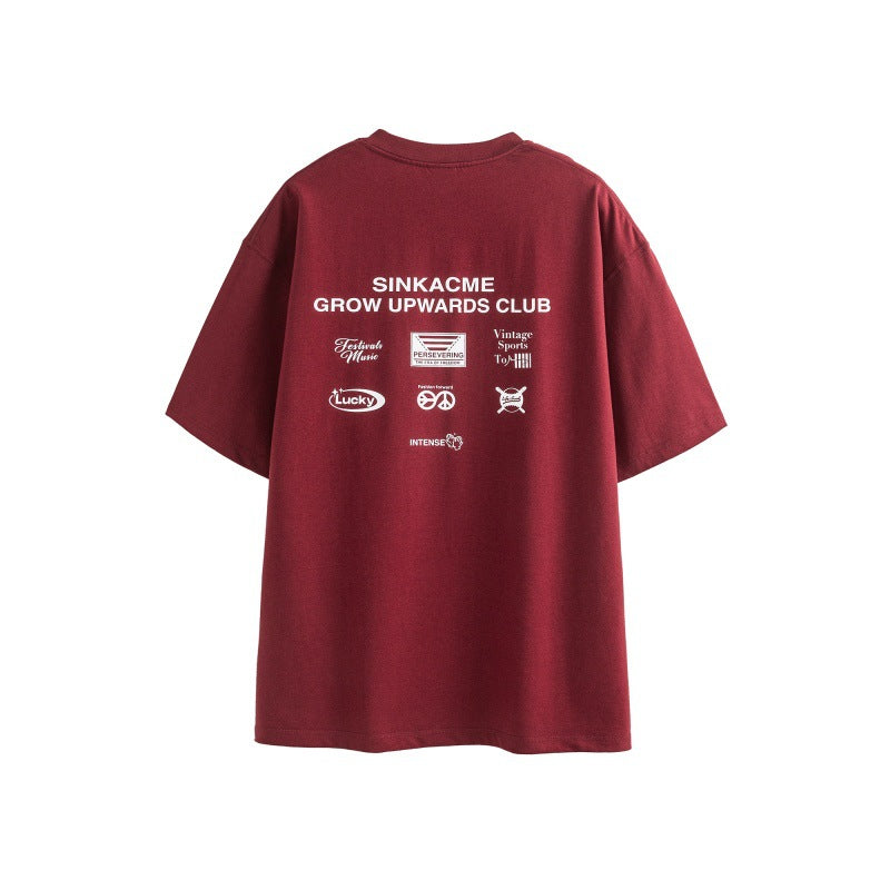 Letter printed men's and women's fashionable loose short sleeves