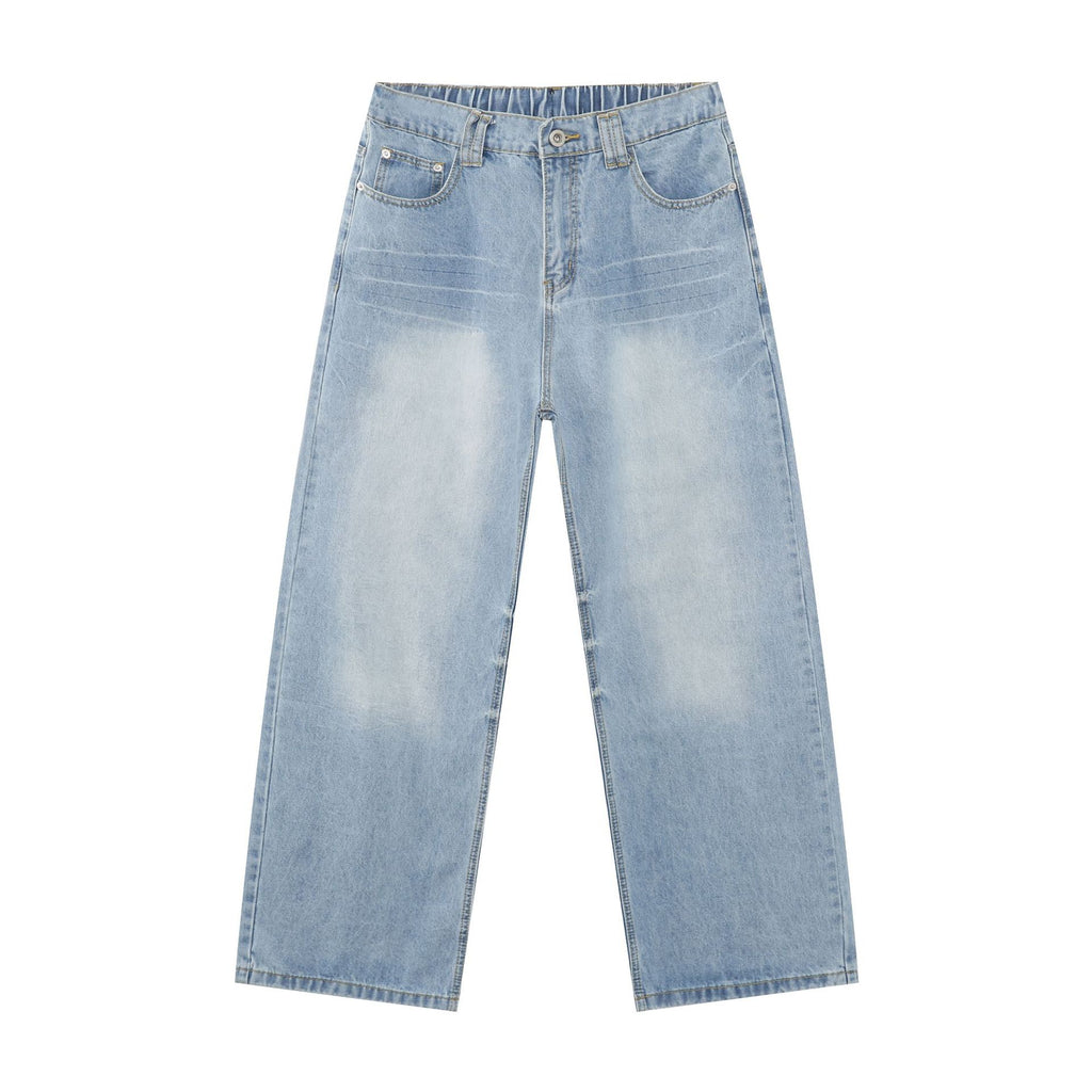 Nirben Denim | New American Basic Versatile Retro Washed Semi-Elastic Waist Loose Wide-Leg Jeans