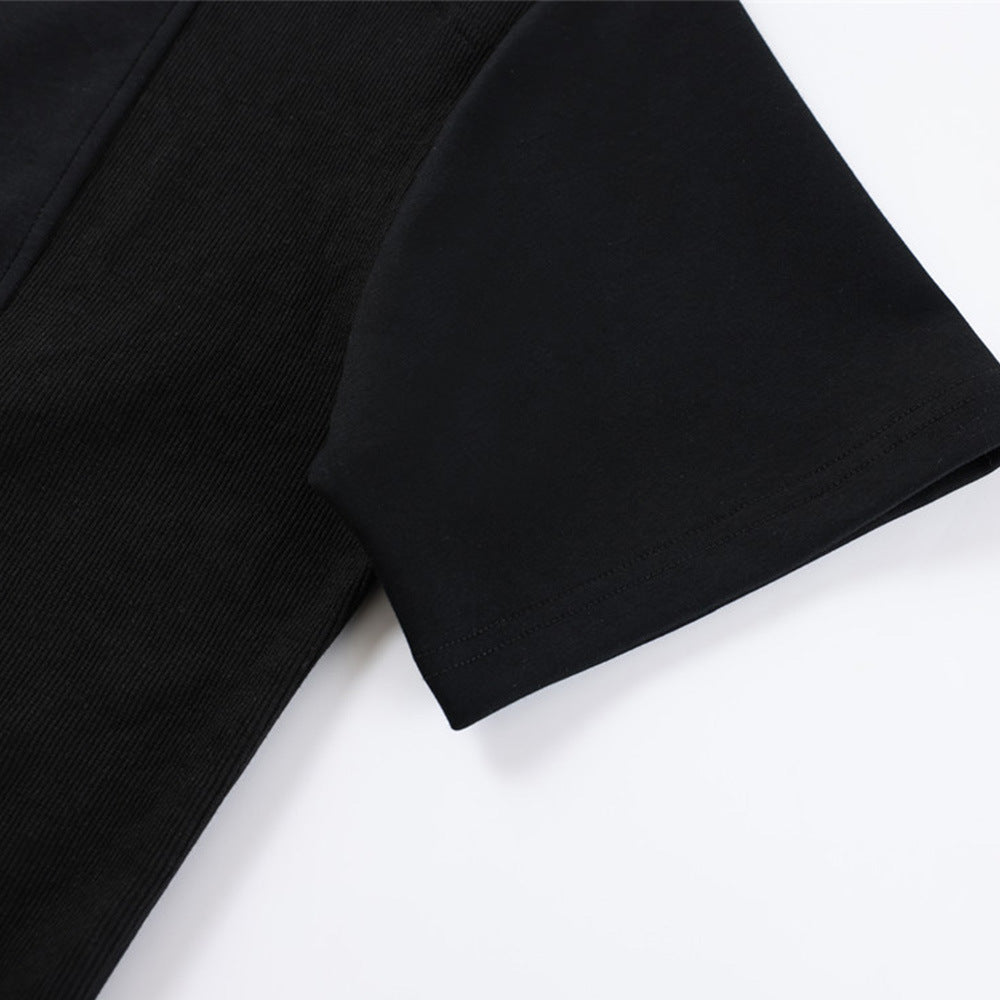 European and American Style Solid Color Short Sleeve T-Shirt Men's INS Deconstructed Design Versatile Loose Casual Round Neck Tee Top