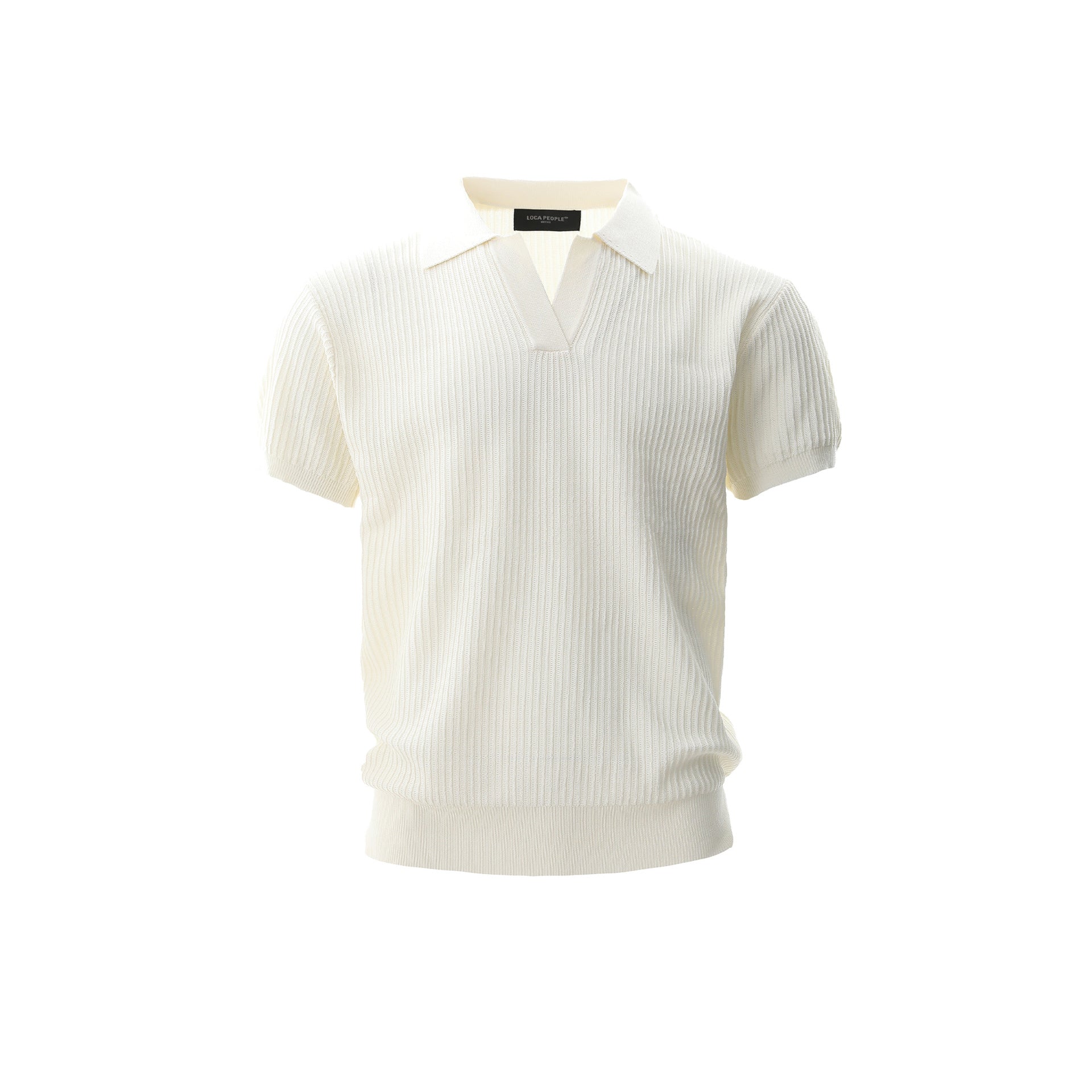 Striped texture lapel short sleeved men