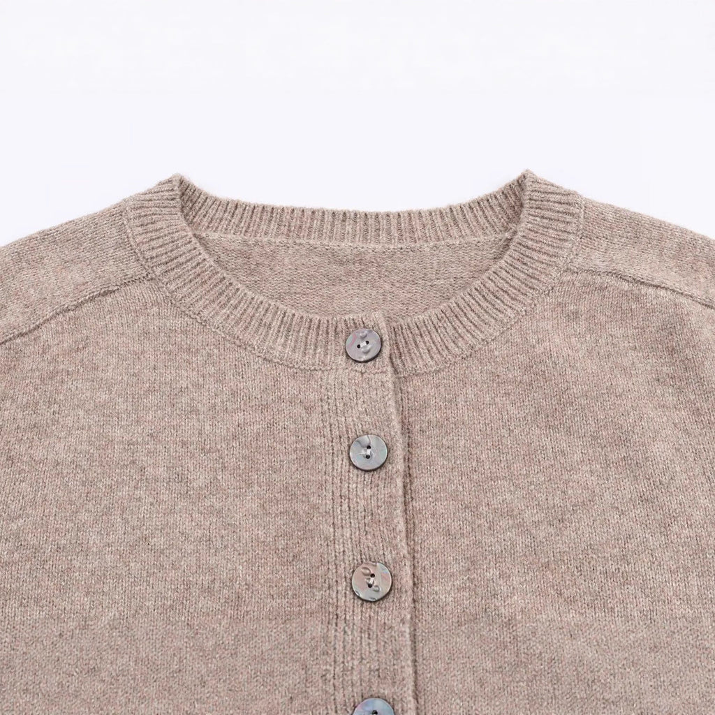 Solid color loose button knit cardigan for women