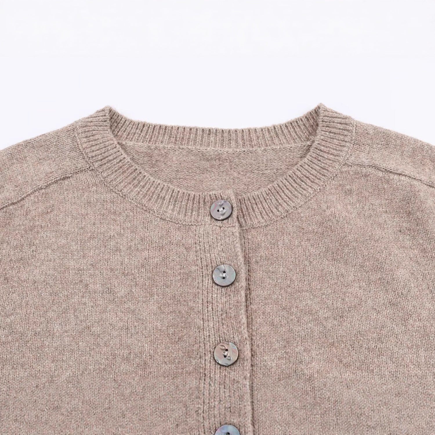 Solid color loose button knit cardigan for women