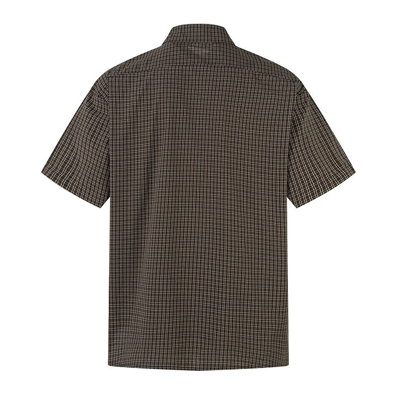 Original High Street Retro Plaid Short Sleeve Shirt  Half Sleeve Shirt Men