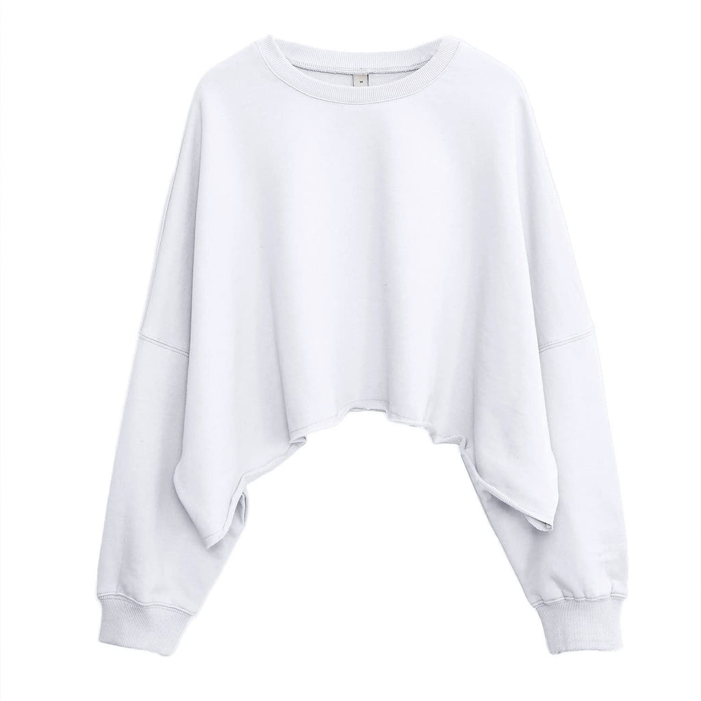Gray Hoodie Short Length Exposed Waist Casual Drop Shoulder Women's Autumn Spring  Sport Style Loose Crop Top Long Sleeve Top