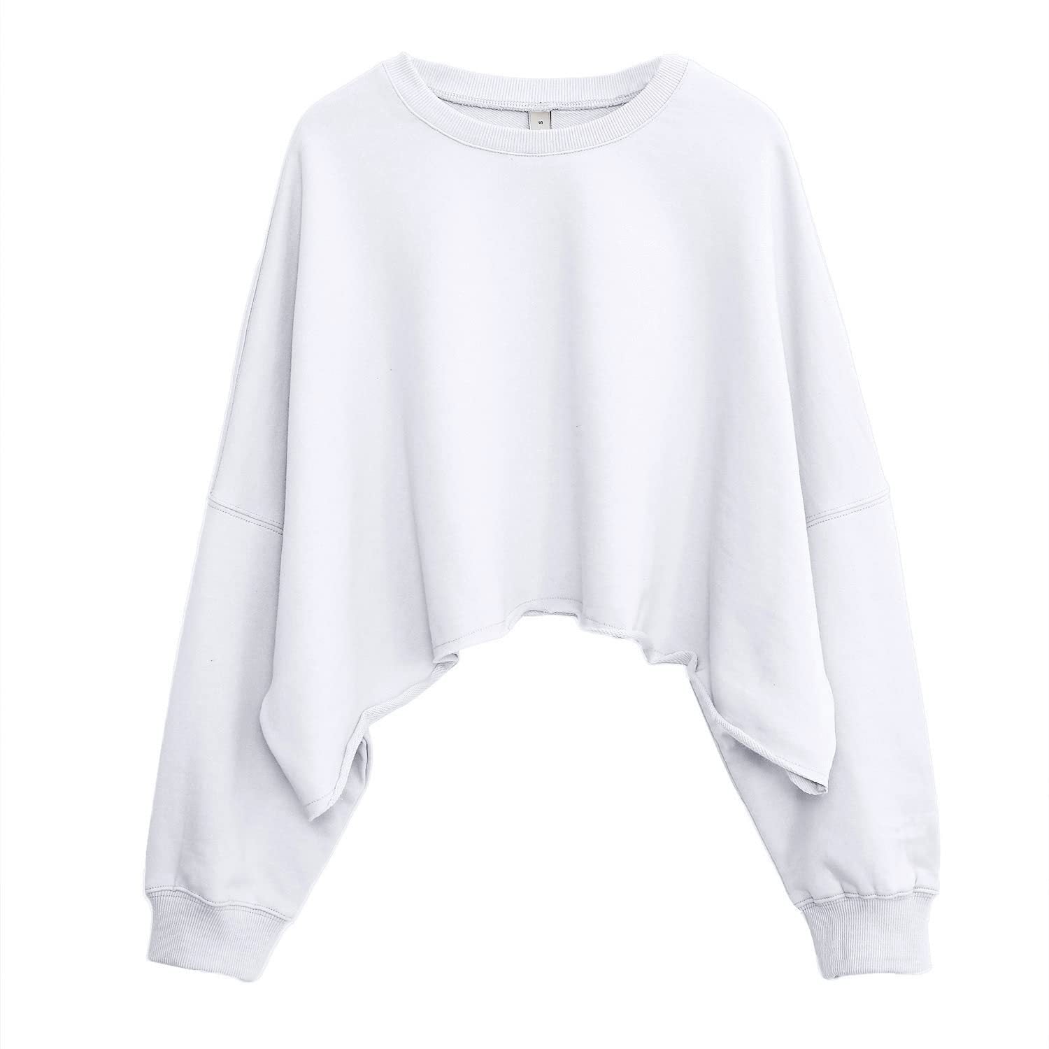Gray Hoodie Short Length Exposed Waist Casual Drop Shoulder Women's Autumn Spring  Sport Style Loose Crop Top Long Sleeve Top