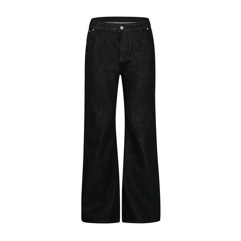 American Retro Simple Straight Jeans for Men and Women, Basic Loose Wide-leg Cleanfit Pants
