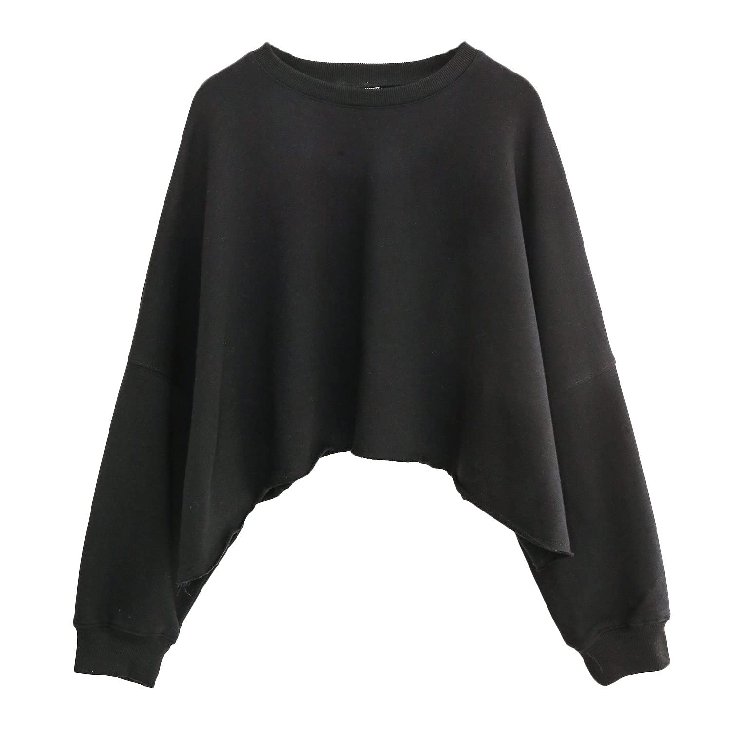 Gray Hoodie Short Length Exposed Waist Casual Drop Shoulder Women's Autumn Spring  Sport Style Loose Crop Top Long Sleeve Top